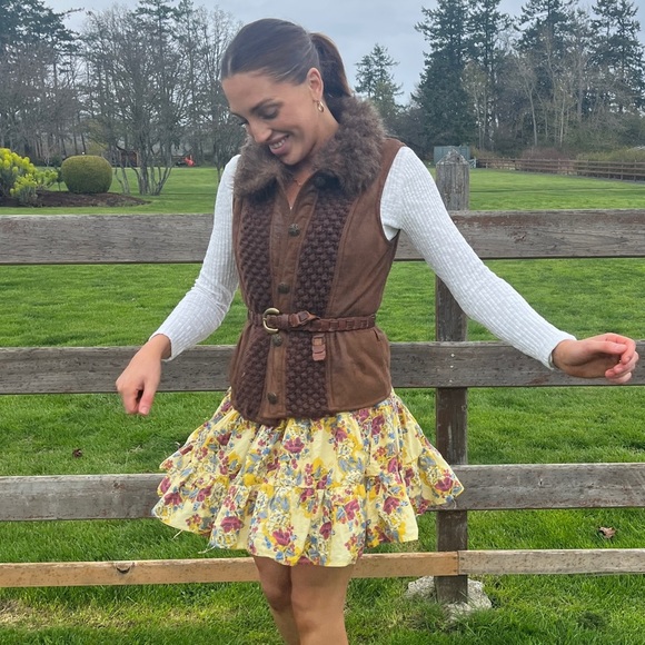 MOSSIMO SUPPLY CO YELLOW FLORAL RUFFLE SKIRT SIZE XSM - Picture 5 of 8